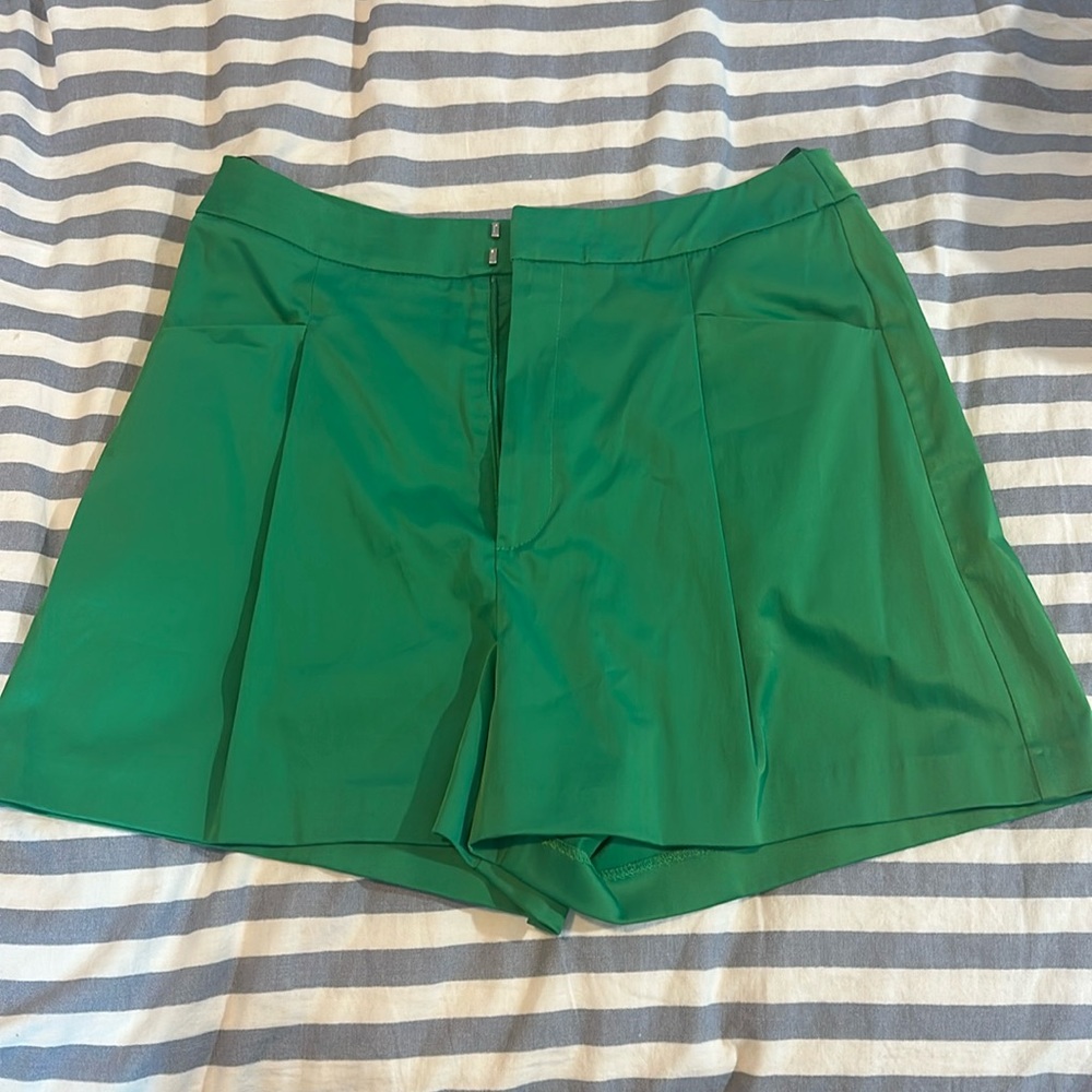 zara shorts emerald green
